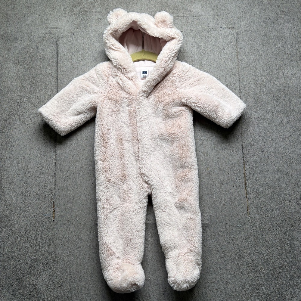 Janie and Jack Baby‎ Bunting Pink Plush Faux Fur Hooded One Piece 3 6 Months